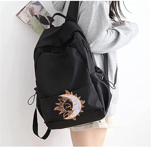 الهلال القمر فوق الشمس شارة التصحيح المطرزة الحديد على خياطة على التصحيح DIY بها بنفسك سترة الموضة المطرزة السائق التصحيح الجينز والملابس والحقائب والقبعات in Kuwait