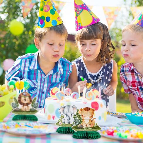 قطع مركزية بتصميم حيوانات الغابة المائية على شكل خلية نحل وسفاري لحفلات استقبال المولود الجديد، لوازم حفلات بطابع اخضر مريمية in Kuwait