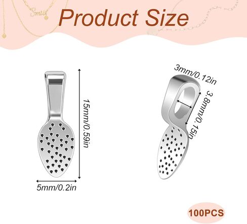 100PCS Pendant Bails for Jewelry Making Silver Plated Small Pendant Bails,Spoon Glue On Bails Pendants Flat Necklace Bails Oval Jewelry Glue On Earring Bails for DIY Crafts and Jewelry Making Supplies in Saudi Arabia