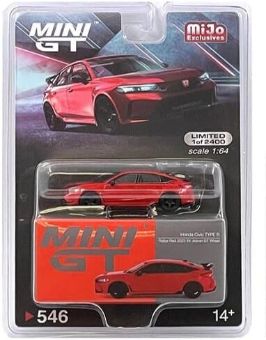 نموذج سيارة مصغر حقيقي متوافق مع Honda Civic Type R Rallye 2023 W/Advan GT Wheel Red إصدار محدود 1/64 Diecast Model Car MGT00546 in Kuwait
