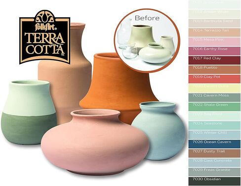 FolkArt, Clay Pot Assorted Acrylic 2 fl oz / 59ml Terra Cotta Paint For Easy To Apply DIY Crafts, Art Supplies With A Textured Finish, 7019 in Saudi Arabia