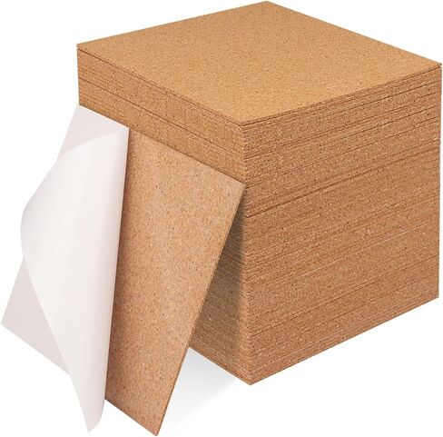 60 Pack Self Adhesive Cork Squares, 6 x 6 Inches Cork Backing for Coasters, Cork Squares for DIY Crafts and Coasters, Natural Soft Wood with Strong Adhesion Backing, 2 mm Thick,by GNIEMCKIN. in Saudi Arabia