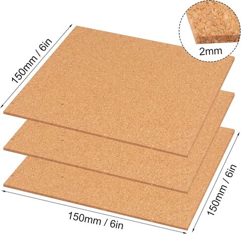 60 Pack Self Adhesive Cork Squares, 6 x 6 Inches Cork Backing for Coasters, Cork Squares for DIY Crafts and Coasters, Natural Soft Wood with Strong Adhesion Backing, 2 mm Thick,by GNIEMCKIN. in Saudi Arabia