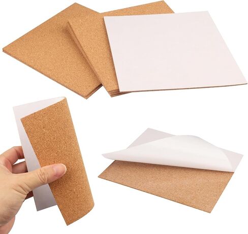 60 Pack Self Adhesive Cork Squares, 6 x 6 Inches Cork Backing for Coasters, Cork Squares for DIY Crafts and Coasters, Natural Soft Wood with Strong Adhesion Backing, 2 mm Thick,by GNIEMCKIN. in Saudi Arabia
