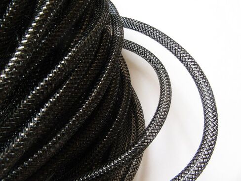 YYCRAFT 25 Yards Mesh Tube for Craft Deco Flex for Wreaths Cyberlox CRIN Crafts 8mm 3/8-Inch (Shinny Black) in Saudi Arabia