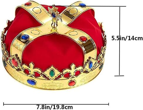 Kaptin Royal Jeweled King's Crown Cosplay Hats Costume Accessory Halloween Party Hats in Kuwait