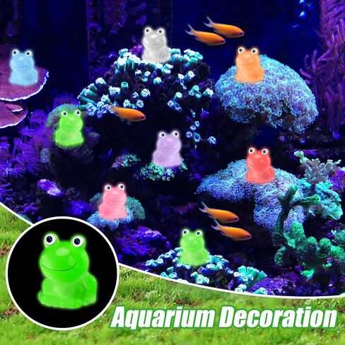210 قطعة من الضفادع الصغيرة المضيئة من الراتنج في الظلام، 7 ألوان لطيفة على شكل ضفادع صغيرة وتماثيل دعائم ألعاب مزحة، ضفادع مصغرة لتزيين المناظر الطبيعية المصغرة والحديقة وحوض السمك وبيت الدمى in Kuwait