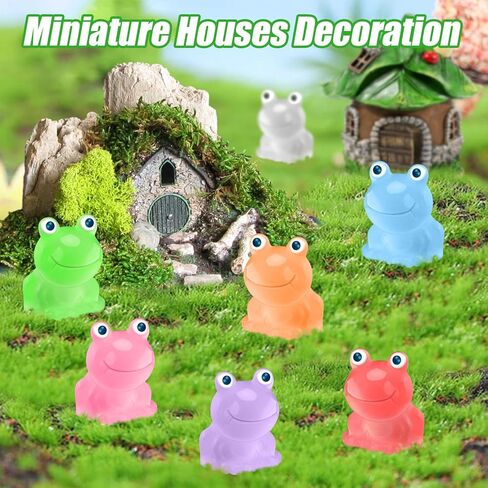 210 قطعة من الضفادع الصغيرة المضيئة من الراتنج في الظلام، 7 ألوان لطيفة على شكل ضفادع صغيرة وتماثيل دعائم ألعاب مزحة، ضفادع مصغرة لتزيين المناظر الطبيعية المصغرة والحديقة وحوض السمك وبيت الدمى in Kuwait