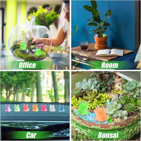 210 قطعة من الضفادع الصغيرة المضيئة من الراتنج في الظلام، 7 ألوان لطيفة على شكل ضفادع صغيرة وتماثيل دعائم ألعاب مزحة، ضفادع مصغرة لتزيين المناظر الطبيعية المصغرة والحديقة وحوض السمك وبيت الدمى in Kuwait