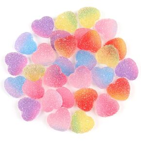 iSuperb 60pcs Slime Charms Mixed Candy Resin Cabochon Love Heart Mini Sweet Candy Model Epoxy Resin Jewelry DIY Slime Accessories for Scrapbooking Crafts (Heart-Shape)