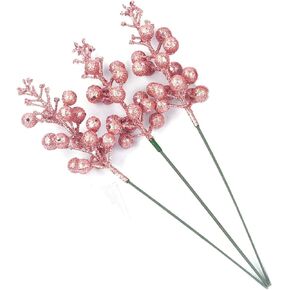 YYCRAFT Glitter Berries Stems, Artificial Berries Picks for Christmas Tree Ornaments, DIY Xmas Wreath, Crafts, Holiday and Home Decor(16 Pack, Black) in Kuwait