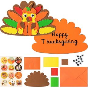 B1ykin عيد الشكر بطاقات الشكر مجموعة الحرف الرغوية للأطفال، DIY الخريف تركيا بطاقة الشكر مع المغلفات، 12 مجموعات DIY بطاقات المعايدة الخريف الحرف اليدوية للمدرسة الحزب الفصول الدراسية الأنشطة المنزلية اللوازم in Kuwait