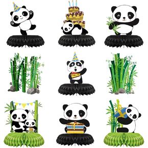[9 عبوات] ديكورات حفلات الباندا، قطع مركزية على شكل خلية النحل، لوازم حفلات الباندا، ديكورات أعياد الميلاد للطاولة، ديكورات حفلات استقبال المولود الباندا للأطفال in Kuwait