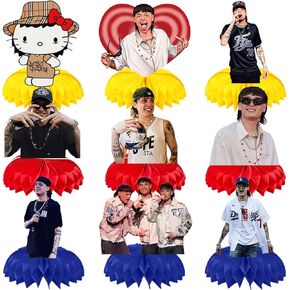 9 قطع 𝓟𝓮𝓼𝓸 𝓟𝓵𝓾𝓶𝓪 ديكورات حفلات أعياد الميلاد، 𝓟𝓮𝓼𝓸 𝓟𝓵𝓾𝓶𝓪 مغني الراب، قطعة مركزية للطاولة على شكل قرص العسل، ديكورات طاولات حفلات أعياد الميلاد للأطفال والكبار in Kuwait