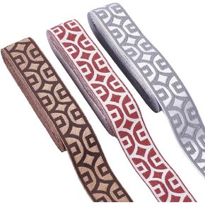 NBEADS 7.7 Yards Gold Jacquard Ribbon Trim, 1-1/4 Inch Wide Boho Woven Trim Ethnic Floral Ribbon Embroidery Polyester Flat Ribbon for DIY Craft Clothing Accessories Decorations
