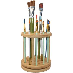 حامل فرشاة طلاء الخيزران الدوار 360 درجة من Yeeyeah - سعة كبيرة حامل فرشاة طلاء بالألوان المائية وحامل عرض ومنظم للمكتب والفنون والحرف اليدوية in Kuwait