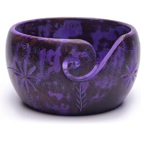 Inanosa Large Wooden Yarn Bowls for Crocheting, Knitting | Crochet Yarn Bowl Blue | Yarn Storage Bowl, Holder | Craft Supplies & Crochet Gifts in Kuwait