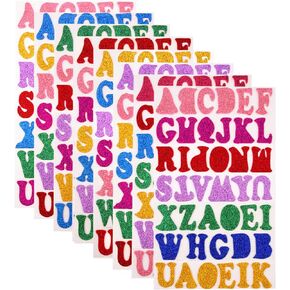 328 قطعة ملصقات إسفنجية لامعة ذاتية اللصق حروف أبجدية ملصقة، 7 ألوان عشوائية، 8 ورقات in Kuwait