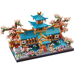City Architecture and Collection Micro Blocks Modle Building Sets The Classical Gardens of Suzhou and Sakura Tree, a Idear DIY Cherry Trees Kit for Adults and Kids 2350 pcs with 2 Figures