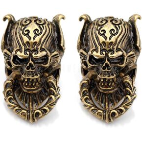 Craftmemore 2pcs الجمجمة Conchos المسمار الخلفي الجلود صياغة الشيطان شبح الجمجمة Concho الزخرفية حلقة رئيسية محفظة CHS11 (برونزية)