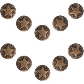 brandname Duolai 10pcs Retro Red Bronze Stars Carving Purses Leather Decoration Buckle Conchos Metal Screw Back Buttons Fashion Crafts Handmade Leather Product Clothes Accessories