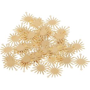 Sewroro 50pcs Sun Charm Connectors Brass Charms Links Connectors Sun Shaped Dangle Earring Pendants for Jewelry Making DIY Bracelet Necklace Golden 2.6X2.2cm