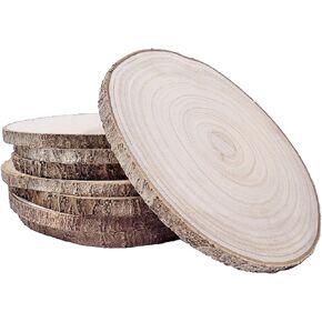 William Craft 8 Pcs 10-11 inch Large Unfinished Wood Slices for Centerpieces, Natural Rustic Wooden Plate for DIY Craft, Round Wood Chips for Signage Painting Wedding Party Christmas Decor (10-11 in)