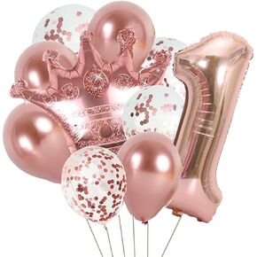 بالون عيد الميلاد الأول من كونجون، بالون ميلار رقم 1 بلون ذهبي وردي على شكل تاج عيد الميلاد الأول المضحك من رقائق الألومنيوم لتزيين الرضع. in Kuwait