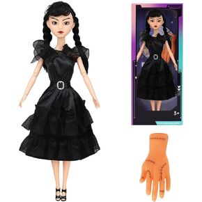 TTSUIMILESS 11.5'' Adms Dolls with Gift Box, Black Doll, Black Dress, Black High Heels, Black Hair, Gift for Girls & Fans