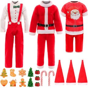 Miunana 5 pcs 11.5 Inch Girl Doll Christmas Dress Include Hats for Decoration House and Doll for Christmas Red and Green Gown for 11.5 Inch Girl Doll Outfits
