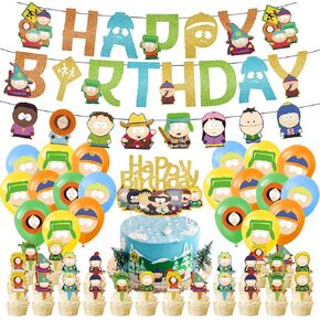 𝓢𝓸𝓾𝓽𝓱 𝓟𝓪𝓻𝓴 مجموعة ديكورات حفلات أعياد الميلاد للأطفال والأولاد مجموعة لوازم الحفلات بما في ذلك لافتة إكليل الكعك والكب كيك والبالونات in Kuwait