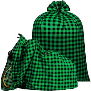 Teling 2 Pcs 80 x 60 in Jumbo Bike Gift Bags Christmas Extra Large Bicycle Gift Bags Large Plastic Gift Bags for Heavy Large Xmas Gifts Bags Holiday Bicycle Bags (Green Black)