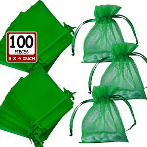 أكياس أورجانزا حمراء من Ableme Deco مقاس 3 × 4 بوصة (100 قطعة) أكياس هدايا شبكية شفافة برباط أكياس مجوهرات أورجانزا حقيبة صغيرة برباط لصالح الزفاف، والحفلات، والصابون، وهدايا استحمام الطفل in Kuwait