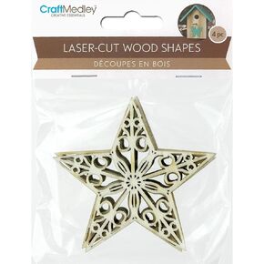 Miniature Laser Cut Wood Shapes - Stars - 4 Piece in Saudi Arabia
