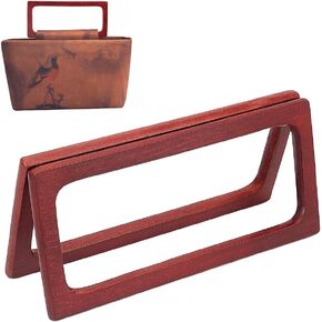 WADORN 2pcs Wooden Purse Handles, Rectangle Wooden Bag Handles Replacement Handmade Bag Handle Beach Bag Handle 7.76x3.46 Inch for Straw Bag Macrame Bag Sewing Craft Bag Making Supplies, Coffee Brown