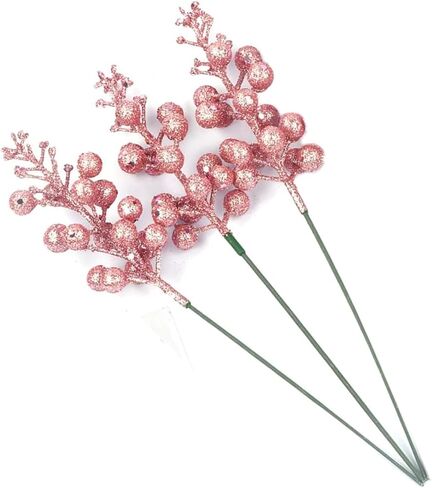 YYCRAFT Glitter Berries Stems, Artificial Berries Picks for Christmas Tree Ornaments, DIY Xmas Wreath, Crafts, Holiday and Home Decor(16 Pack, Black) in Kuwait