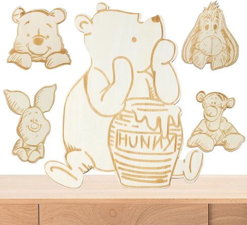 5PCS Winnie Centerpieces For Tables Decor Wood Sign For Baby Shower Party Kids Room Decorations 1st Birthday Party Decor in Kuwait