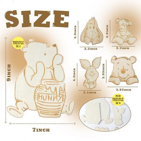 5PCS Winnie Centerpieces For Tables Decor Wood Sign For Baby Shower Party Kids Room Decorations 1st Birthday Party Decor in Kuwait