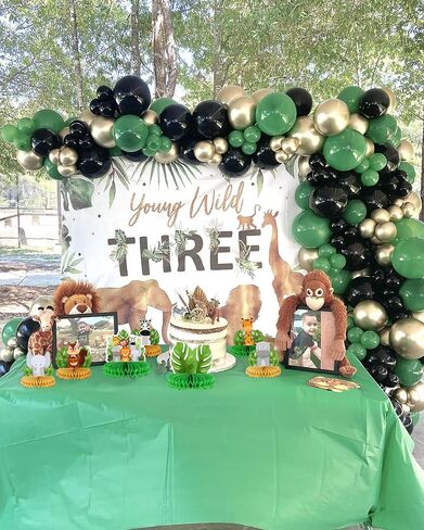 قطع مركزية على شكل قرص العسل من حيوانات الغابة، 8 قطع لتزيين حمام الطفل سفاري لوازم حفلات خضراء حكيمة للأولاد والأطفال والحضانة البرية وغابة واحدة وديكور حفلات أعياد الميلاد in Kuwait