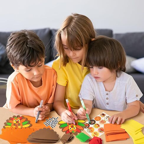 B1ykin عيد الشكر بطاقات الشكر مجموعة الحرف الرغوية للأطفال، DIY الخريف تركيا بطاقة الشكر مع المغلفات، 12 مجموعات DIY بطاقات المعايدة الخريف الحرف اليدوية للمدرسة الحزب الفصول الدراسية الأنشطة المنزلية اللوازم in Kuwait