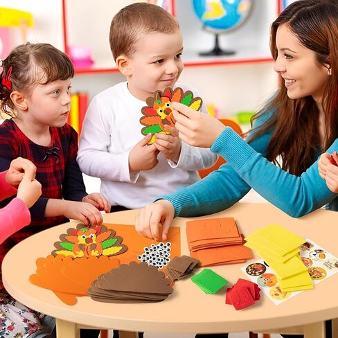 B1ykin عيد الشكر بطاقات الشكر مجموعة الحرف الرغوية للأطفال، DIY الخريف تركيا بطاقة الشكر مع المغلفات، 12 مجموعات DIY بطاقات المعايدة الخريف الحرف اليدوية للمدرسة الحزب الفصول الدراسية الأنشطة المنزلية اللوازم in Kuwait