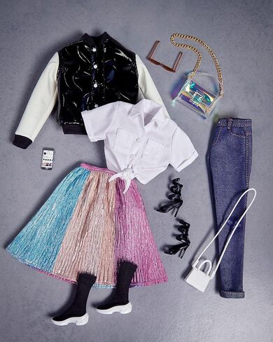 Barbie Signature @BarbieStyle Fully Posable Fashion Doll (Brunette) with 2 Tops, Skirt, Jeans, Jacket, 2 Pairs of Shoes & Accessories, Gift for Collectors in Saudi Arabia