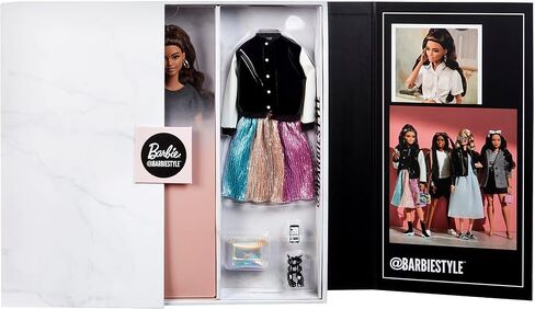 Barbie Signature @BarbieStyle Fully Posable Fashion Doll (Brunette) with 2 Tops, Skirt, Jeans, Jacket, 2 Pairs of Shoes & Accessories, Gift for Collectors in Saudi Arabia