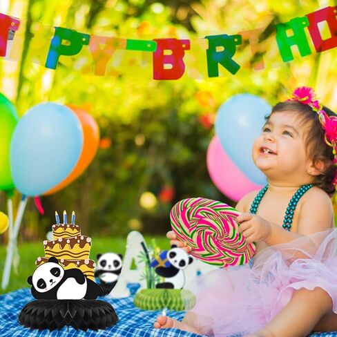 [9 عبوات] ديكورات حفلات الباندا، قطع مركزية على شكل خلية النحل، لوازم حفلات الباندا، ديكورات أعياد الميلاد للطاولة، ديكورات حفلات استقبال المولود الباندا للأطفال in Kuwait