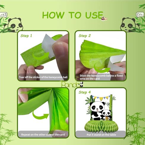 [9 عبوات] ديكورات حفلات الباندا، قطع مركزية على شكل خلية النحل، لوازم حفلات الباندا، ديكورات أعياد الميلاد للطاولة، ديكورات حفلات استقبال المولود الباندا للأطفال in Kuwait