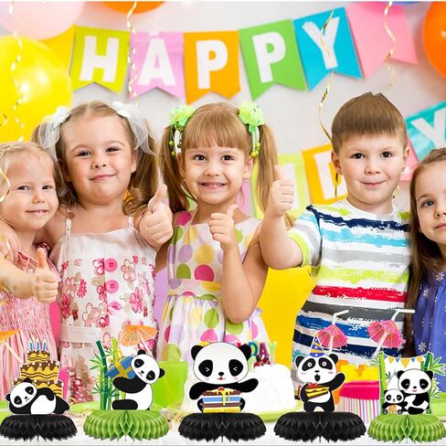 [9 عبوات] ديكورات حفلات الباندا، قطع مركزية على شكل خلية النحل، لوازم حفلات الباندا، ديكورات أعياد الميلاد للطاولة، ديكورات حفلات استقبال المولود الباندا للأطفال in Kuwait
