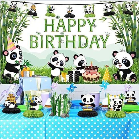 [9 عبوات] ديكورات حفلات الباندا، قطع مركزية على شكل خلية النحل، لوازم حفلات الباندا، ديكورات أعياد الميلاد للطاولة، ديكورات حفلات استقبال المولود الباندا للأطفال in Kuwait
