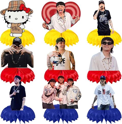 9 قطع 𝓟𝓮𝓼𝓸 𝓟𝓵𝓾𝓶𝓪 ديكورات حفلات أعياد الميلاد، 𝓟𝓮𝓼𝓸 𝓟𝓵𝓾𝓶𝓪 مغني الراب، قطعة مركزية للطاولة على شكل قرص العسل، ديكورات طاولات حفلات أعياد الميلاد للأطفال والكبار in Kuwait