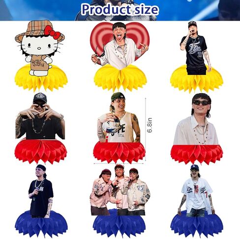 9 قطع 𝓟𝓮𝓼𝓸 𝓟𝓵𝓾𝓶𝓪 ديكورات حفلات أعياد الميلاد، 𝓟𝓮𝓼𝓸 𝓟𝓵𝓾𝓶𝓪 مغني الراب، قطعة مركزية للطاولة على شكل قرص العسل، ديكورات طاولات حفلات أعياد الميلاد للأطفال والكبار in Kuwait