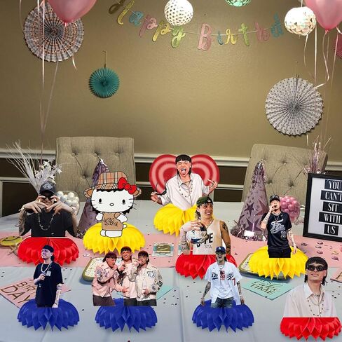 9 قطع 𝓟𝓮𝓼𝓸 𝓟𝓵𝓾𝓶𝓪 ديكورات حفلات أعياد الميلاد، 𝓟𝓮𝓼𝓸 𝓟𝓵𝓾𝓶𝓪 مغني الراب، قطعة مركزية للطاولة على شكل قرص العسل، ديكورات طاولات حفلات أعياد الميلاد للأطفال والكبار in Kuwait